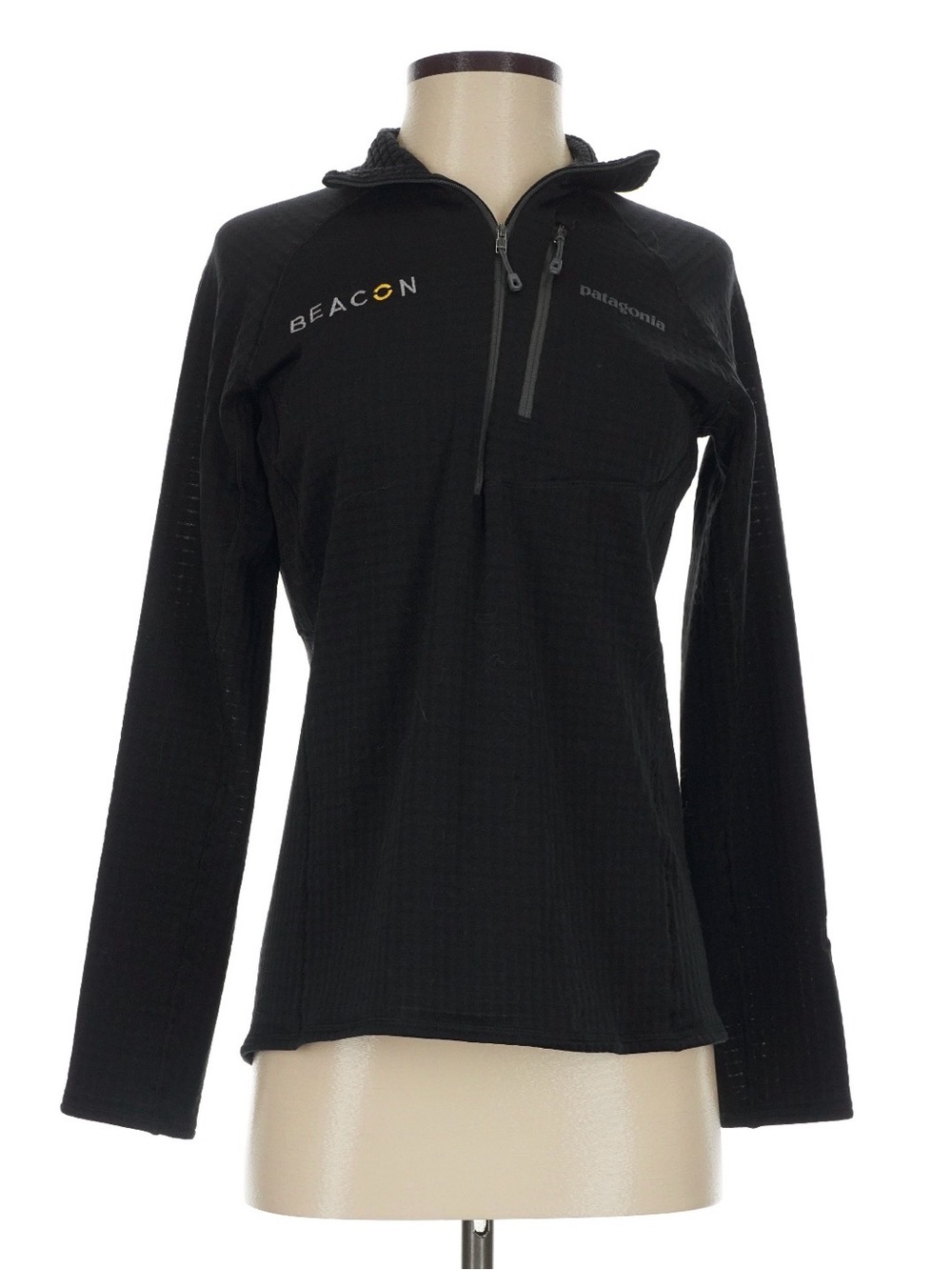Patagonia R1 Fleece Pullover Quarter Zip Black Beacon Logo Size Small